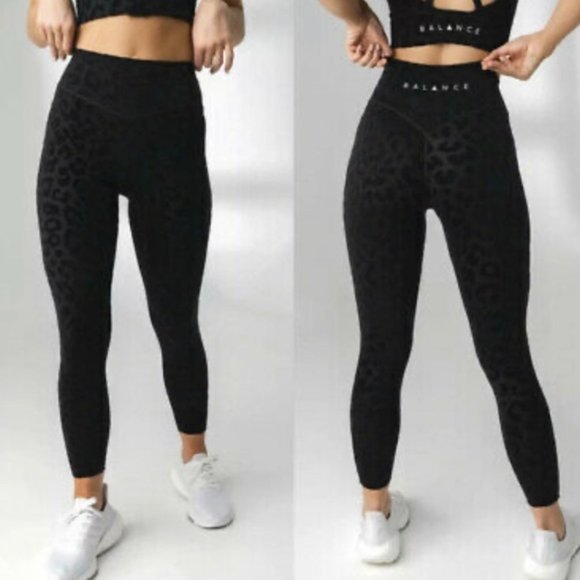 Balance Athletica Pants - Balance Athletica Black Velvet Leopard Leggings